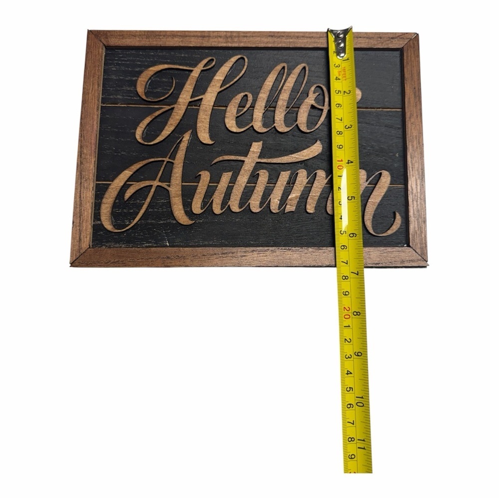 Rustic Brown and Black 'Hello Autumn' Wooden Sign - Picture 3 of 4